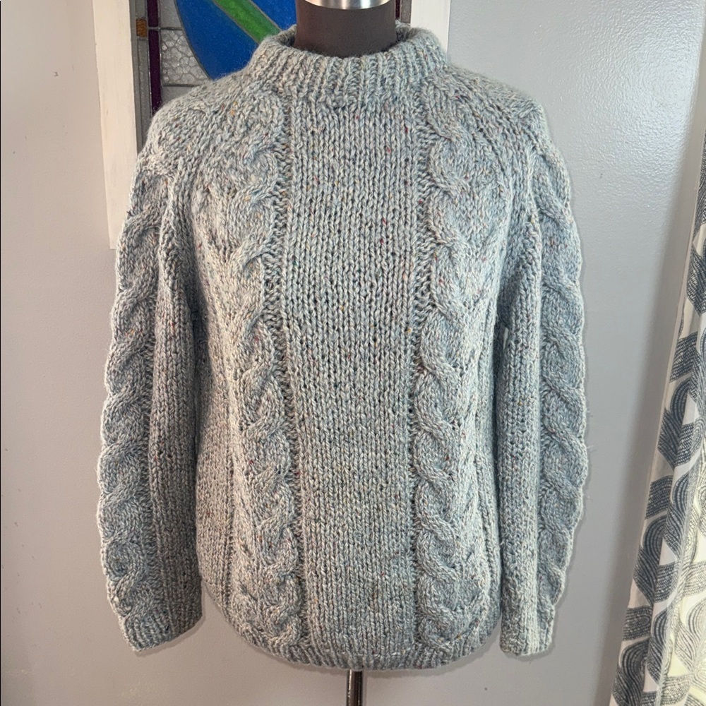 Vintage Hutzler’s Baltimore Italian Wool Blend Cable Knit Tweed Sweater SZ L